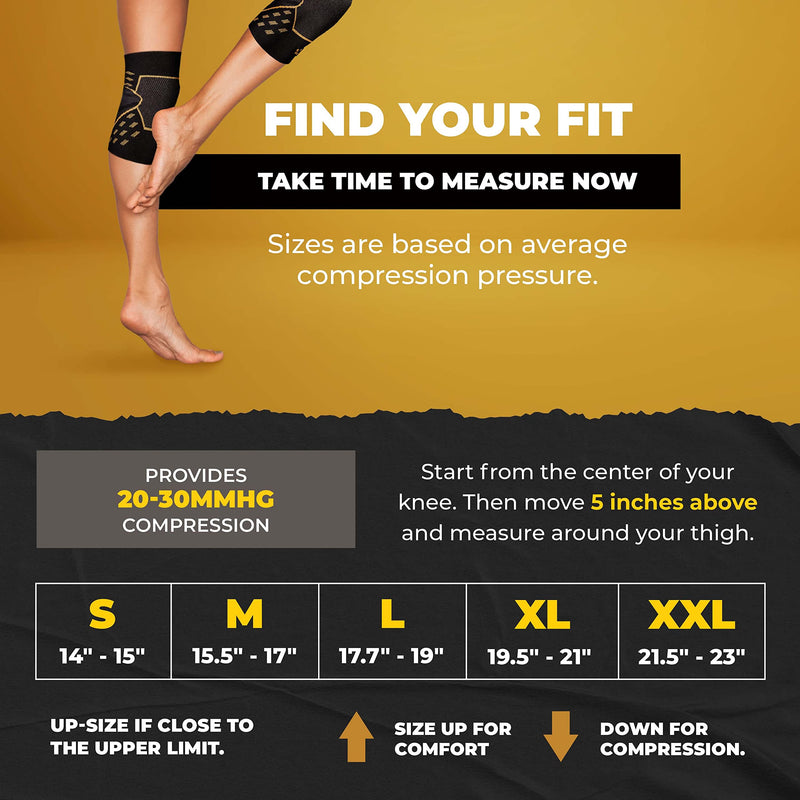 [Australia] - Knee Compression Sleeve PRO for Men & Women - Knee Brace For weightlifting, Sports Injury & Knee Support - Helps Blood Flow, Pain Relief & Management - Copper-Infused Nylon by CopperJoint (Large) Large Knee Sleeve PRO 