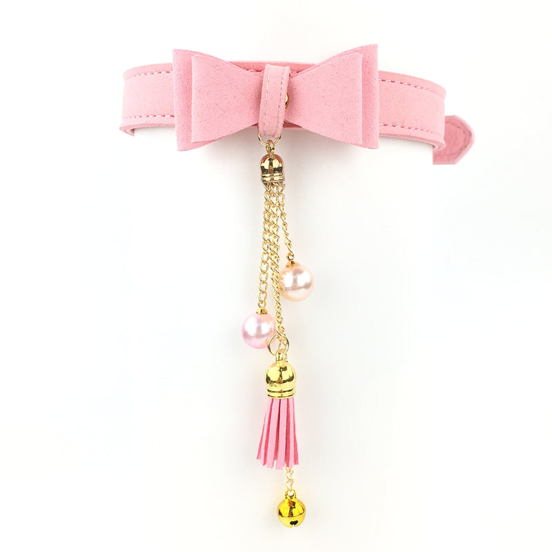 [Australia] - Bell Choker Collar Necklace Lolita Bow Collar Cat Kitty Velvet Necklace A 