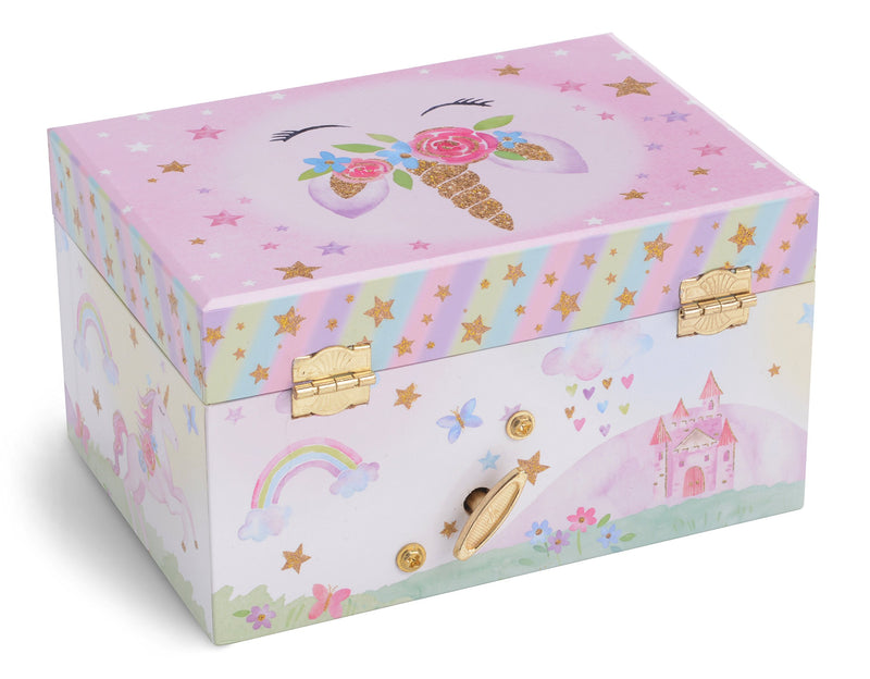 [Australia] - Jewelkeeper Girl's Musical Jewelry Storage Box with Spinning Unicorn, Glitter Rainbow and Stars Design, The Unicorn Tune 