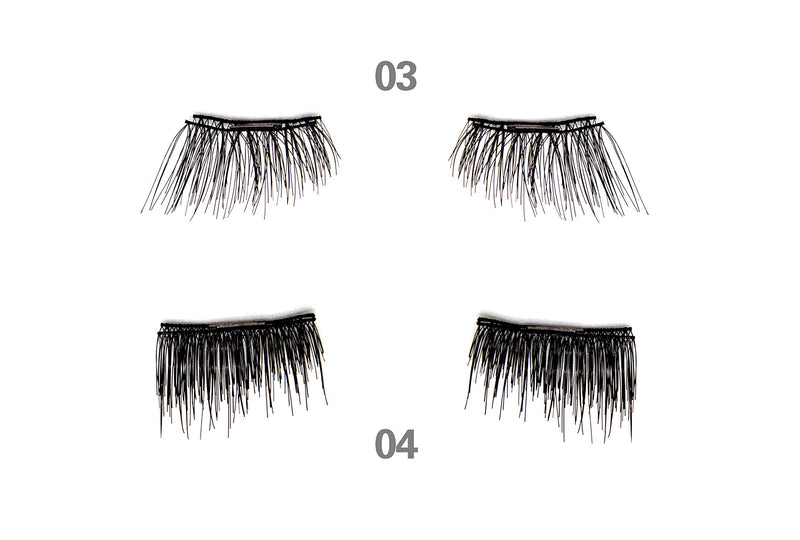 [Australia] - JJMG NEW Magnetic False Accent Eyelashes Ultra Light weight 3D Reusable Feather weight False Accent Eyelashes Natural Look Beauty Enhancer (2 Pairs 8 pieces Style 03 & 04) 