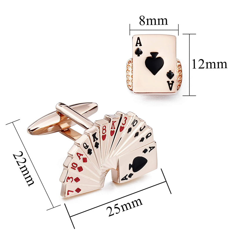 [Australia] - HAWSON Rose God Poker Cufflinks Tuxedo Studs Set for Men 