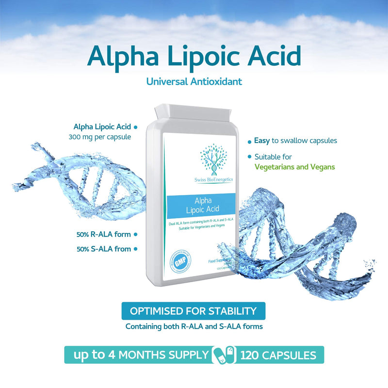 [Australia] - Alpha Lipoic Acid 300mg 120 Capsules – Dual ALA (Both R-ALA and S-ALA) - UK Manufactured 