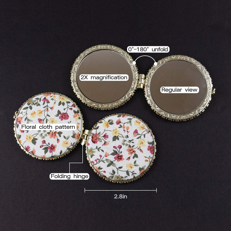[Australia] - AUEAR, 4 Pack Retro Floral Makeup Compact Mirror Small Pocket Purse Mirrors Beauty Handheld Folding Portable Travel Mirror for Women Girls Lady 