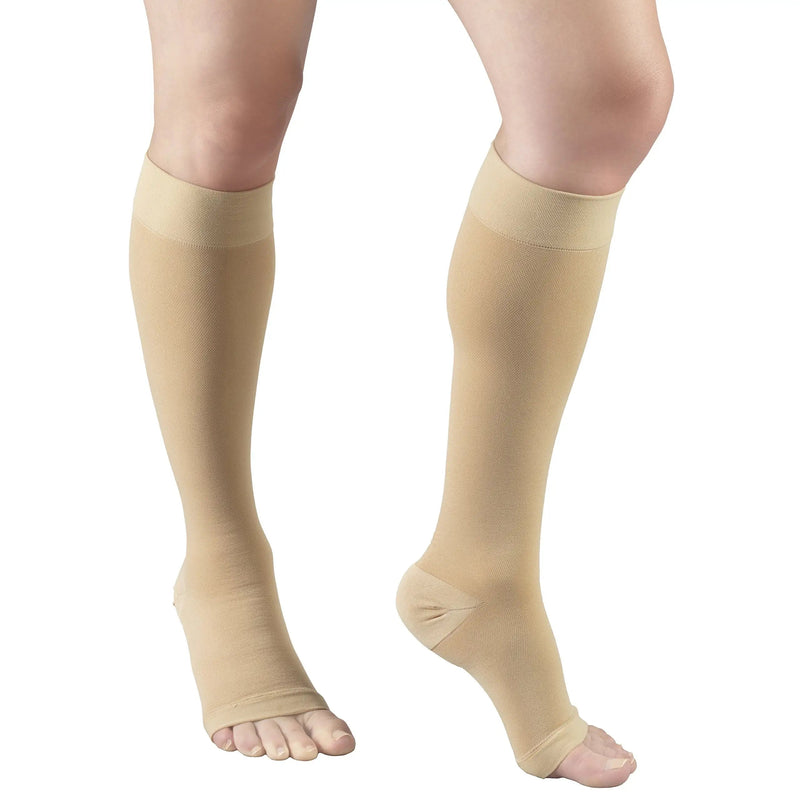 [Australia] - Truform 15-20 mmHg Compression Stockings for Men and Women, Knee High Length, Open Toe, Beige, X-Large X-Large (1 Pair) 