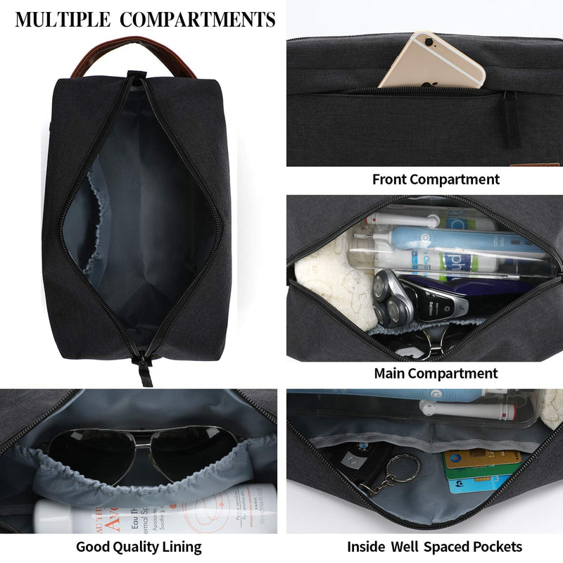 [Australia] - KK Water - Resistant Hanging Toiletry Travel Bag – Spacious Black Gym, Shaving, Make Up Bag for Men & Women 