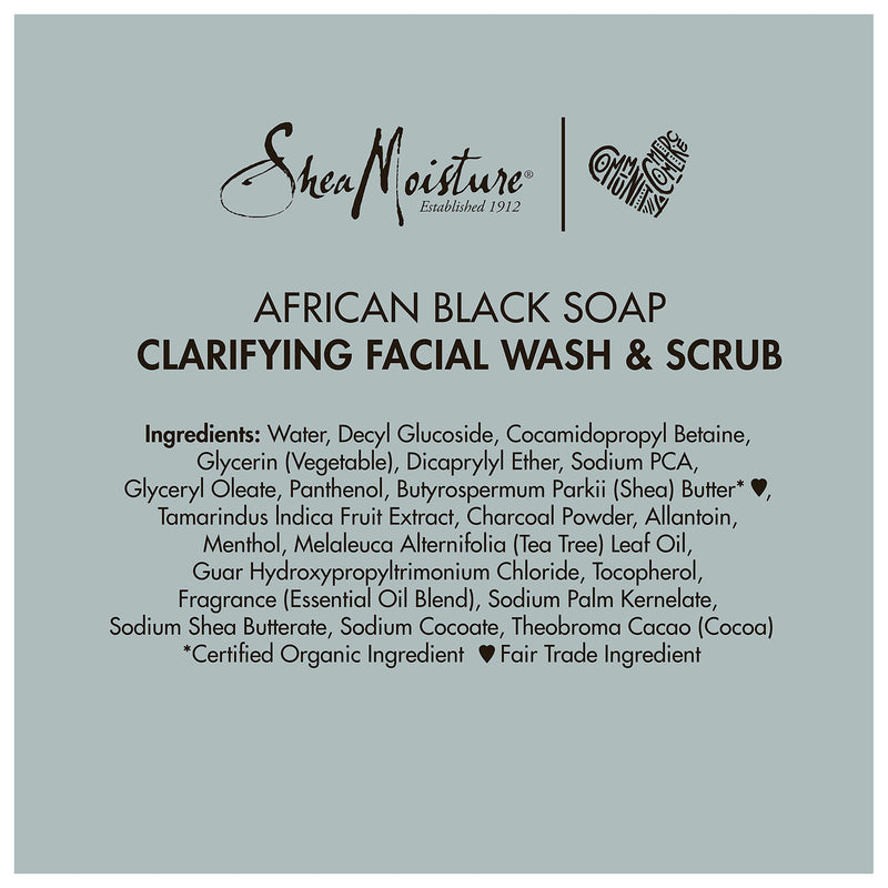 [Australia] - Sheamoisture Facial Wash and Scrub for Blemish Prone Skin African Black Soap to Clarify Skin 4 oz 