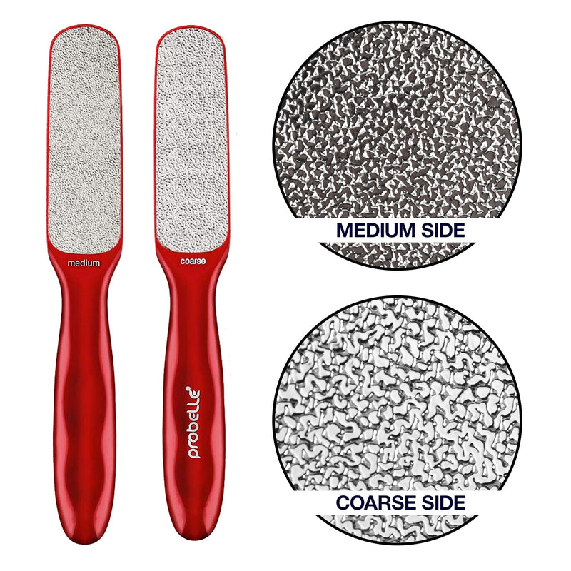 [Australia] - Probelle Double Sided Multidirectional Nickel Foot File Callus Remover - Immediately Reduces calluses and Corns to Powder for Instant Results, Safe Tool (Red) Red 