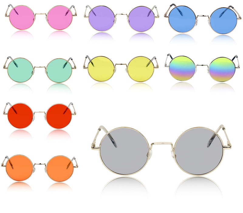 [Australia] - Sunny Pro Retro Round Sunglasses Small Colored Lens Hippie John Lennon Glasses 1 Orange 
