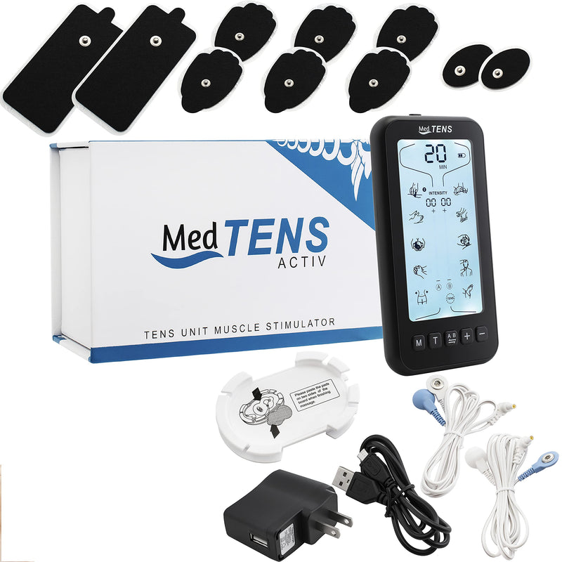 [Australia] - Tens Unit Muscle Stimulator 24 Massage Modes Pain Relief Therapy Dual Channel Tens Ems Device Machine Pulse Massager Intensity Deep Tissue Shoulder Comes With 10 Pads 