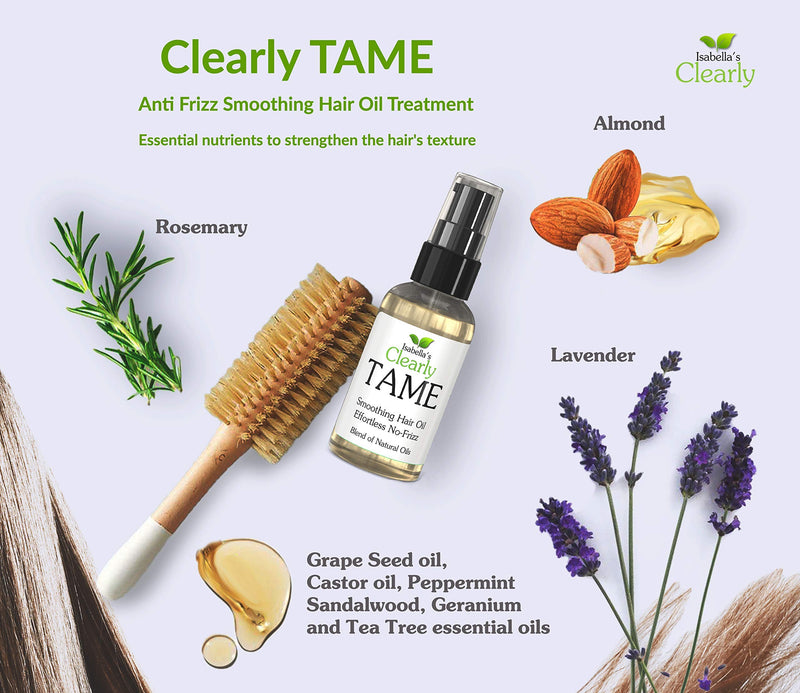 [Australia] - Clearly TAME Anti Frizz Smoothing Hair Oil | Natural Lightweight Serum for Smooth Frizz Free Hair with Castor and Rosemary | Sulfate Free | Control Frizz and Add Shine for Curly, Frizzy, Dry Hair. 