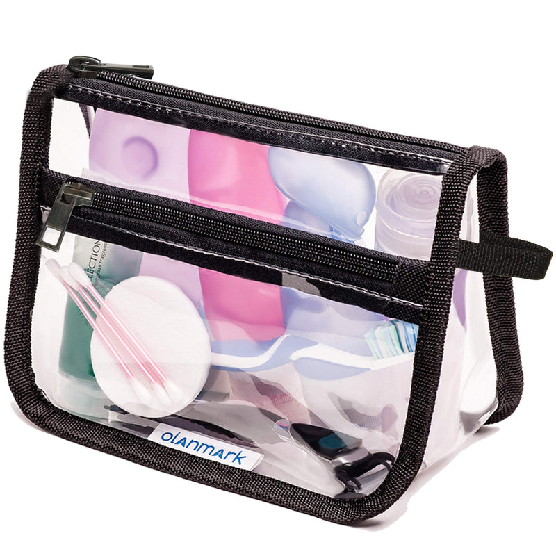 [Australia] - TSA Approved Clear Toiletry Bag with Pocket - Quart Size Bag for Airport, Camping or Gym 1pcs Black 