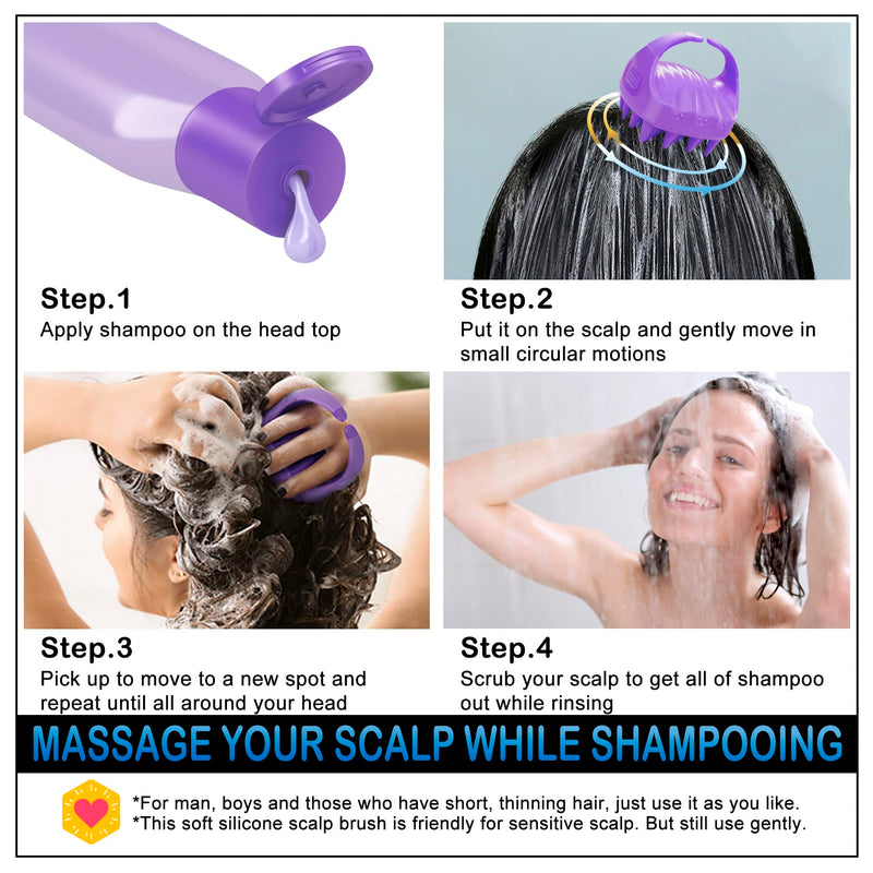 [Australia] - Silicone Hair Scalp Massager Shampoo Brush, Scalp Exfoliator for Dandruff Removal, Waterproof Shower Head Massager Scalp Scrubber for Hair Growth - 2 Pack 