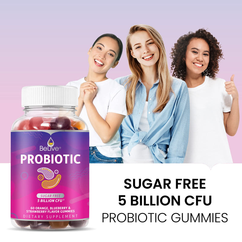 [Australia] - Probiotic Sugar Free Gummies - 5 Billion CFUs (Highest Strength Probiotics Gummy), Gut Digestive Support, Immune System Chewable Supplement for Kids, Men & Women - Mix Berries (1 Bottle) 1 