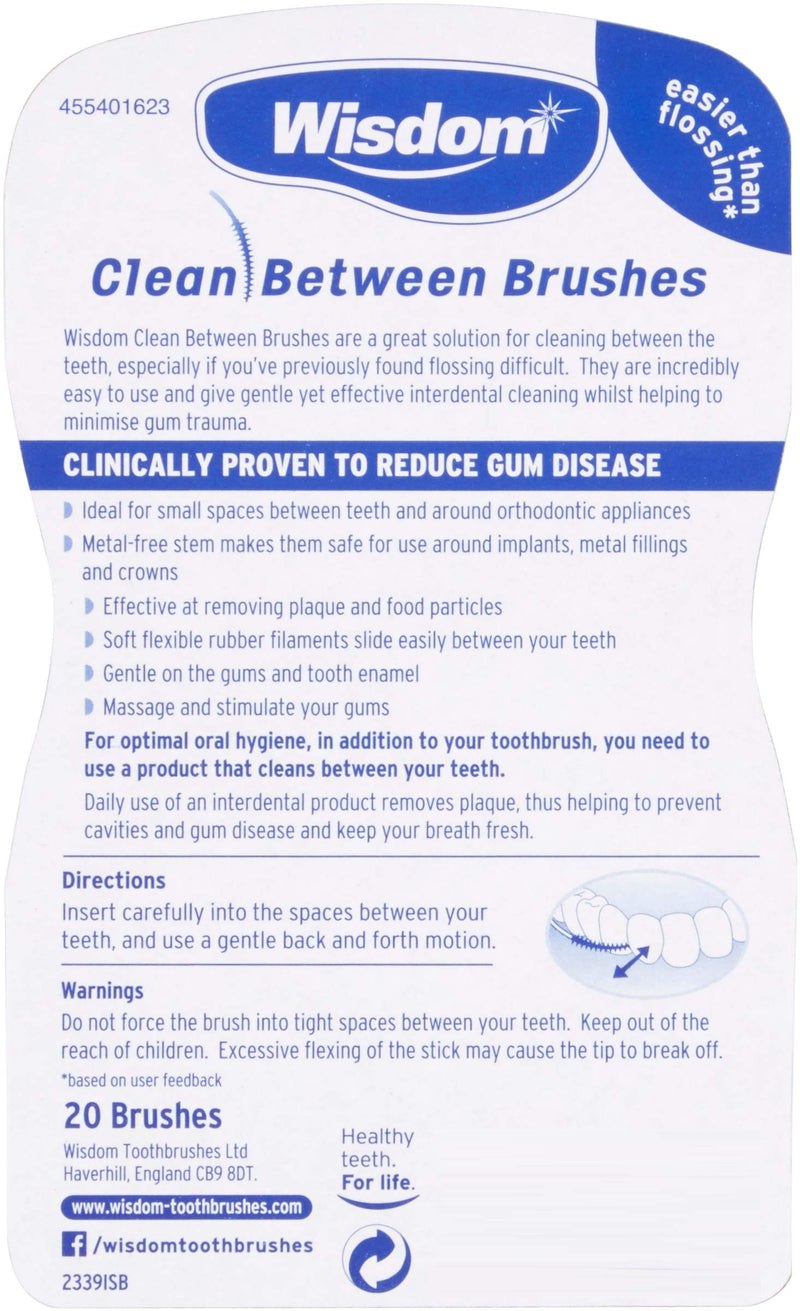 [Australia] - Wisdom Clean Between Fine Blue Brushes - Pack of 2, Total 40 