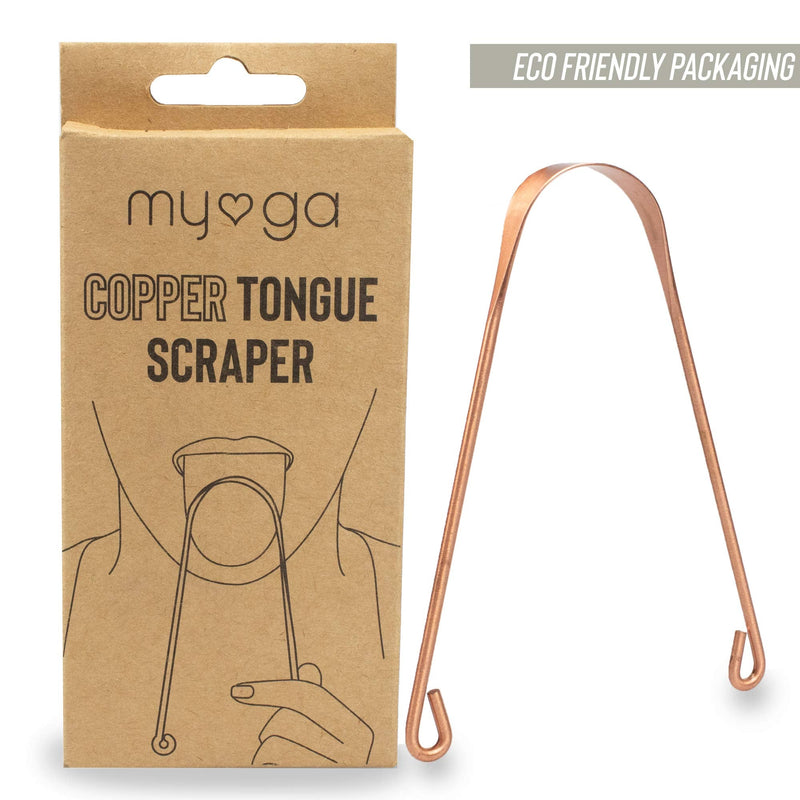 [Australia] - Myga RY1185 Copper Tongue Scraper - Naturally Anti-Micobial - Ayurveda Tongue Cleaner and Helps Cure Bad Breath, Prevents Oral Health Diseases 