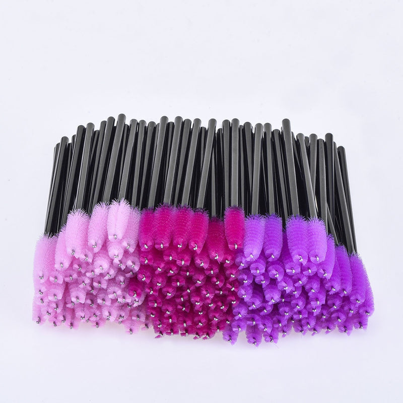 [Australia] - eBoot 300 Pieces Colored Disposable Mascara Wands Eyelash Eye Lash Brush Makeup Applicators Kit (Black Handle, Multicolor Head) 