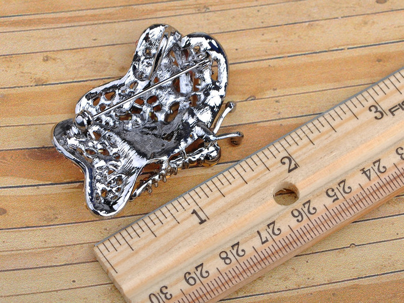 [Australia] - Alilang Golden Tone Blue Green Crystal Rhinestones Butterfly Flying Brooch Pin Pink 