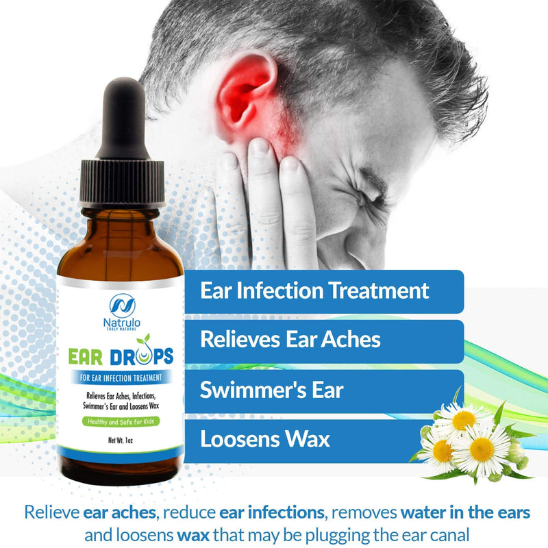 [Australia] - Natrulo Natural Ear Drops for Ear Infection Treatment - Homeopathic, Herbal Eardrops for Adults, Children & Pets - Relieves Ear Aches, Infections, Swimmer's Ear, Loosens Wax - Kids Safe, Made in USA 