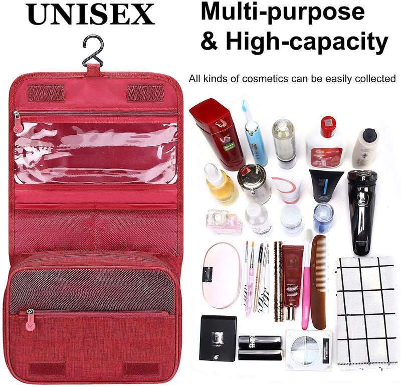 [Australia] - Acopton Portable Hanging Travel Toiletry Bag for Men and Womens Waterproof Bathrooom Shower Bag Multifunctional Cosmetic Makeup Organzier (Wine Red) Wine Red 