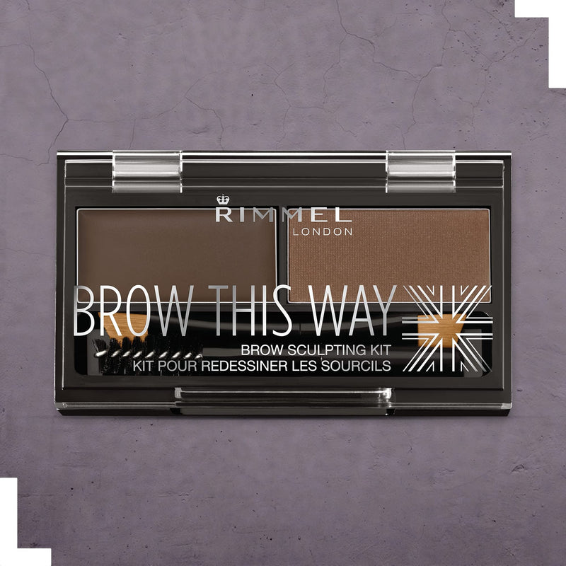 [Australia] - Rimmel Brow This Way Sculpting Kit, Medium Brown, Powder 0.04 Ounce, Wax 0.03 Ounce 1 Count (Pack of 1) 