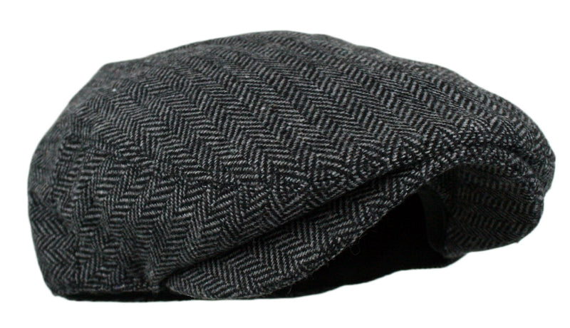 [Australia] - Wonderful Fashion Men's Classic Herringbone Tweed Wool Blend Newsboy Ivy Hat (Large/X-Large, Charcoal) Dark Grey Small-Medium 