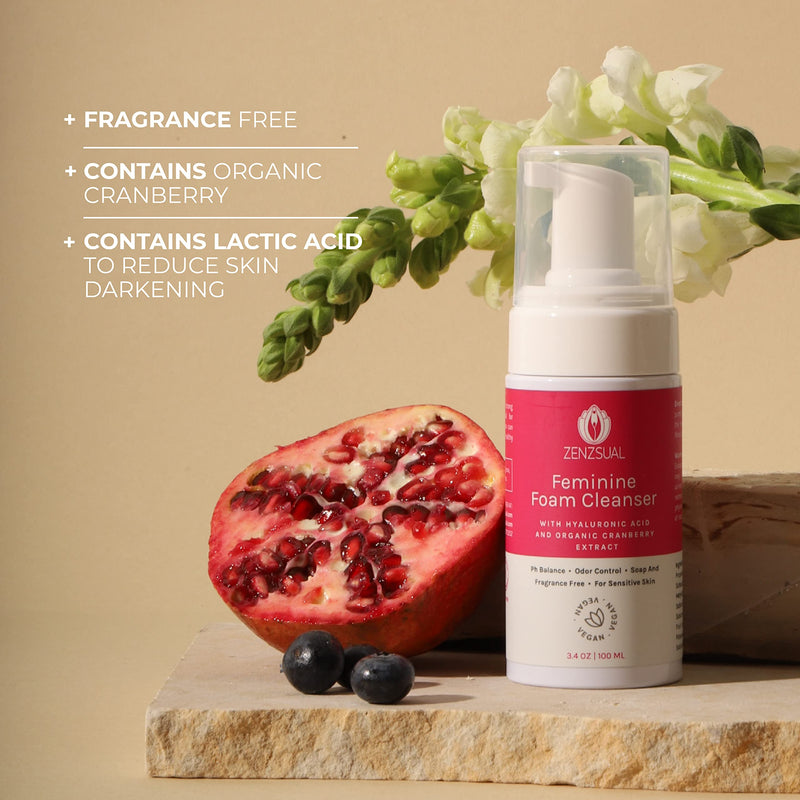 [Australia] - ZENZSUAL Feminine Foam Cleanser with Hyaluronic Acid and Organic Cranberry Extract, Foaming Feminine Wash for Intimate Areas, Vaginal Moisturizer w/ Self-Foaming Pump (1 Oz.) 1 Ounce 