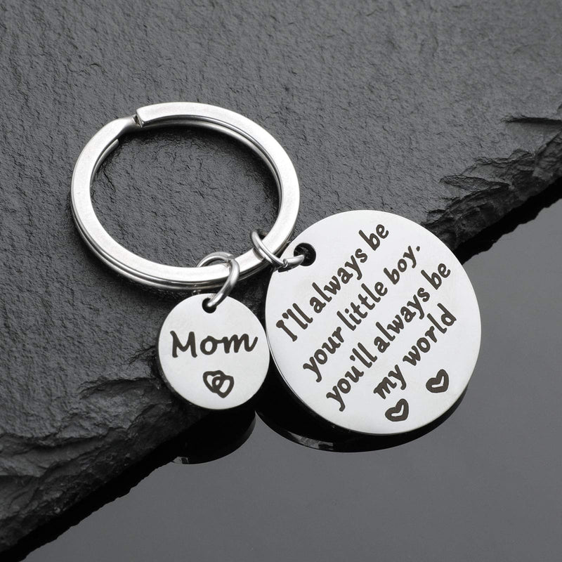 [Australia] - Mother’s Day Gift, Mom Keychain from Son for Birthday, Double Side I'll Always Be Your Little Boy, You Will Always Be My World - Best Mom Ever Keychain for Mom Valentine’s Day Christmas Gift 