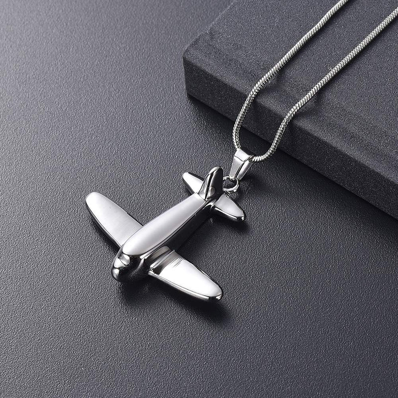 [Australia] - memorial jewelry Birthstone Personalized Airplane Mens Cremation Ashes Jewelry Initial Necklace October-Tourmaline 