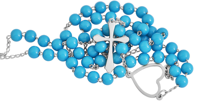 [Australia] - EDFORCE Stainless Steel and Turquoise Rosary 