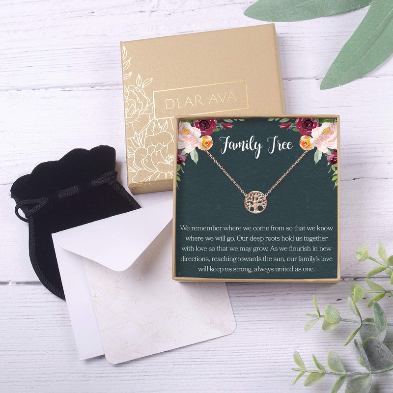 [Australia] - Family Tree Necklace Gift: Tree of Life Necklace, Pendant, Charm, Generations, Tree (rose-gold-plated-brass, NA) 