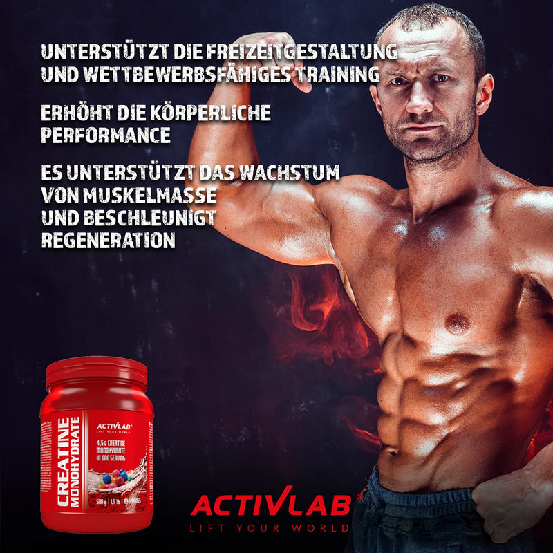 [Australia] - Activlab Creatine Monohydrate - 500g Jar | Optimum Nutrition Pre-Workout 83 Servings | Creatine Powder for Muscle Growth- Bubble Gum Flavor 