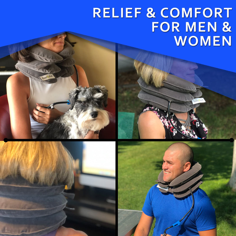 [Australia] - Cervical Neck Traction Device by EverRelief - Inflatable & Adjustable Neck Stretcher Collar - at Home Traction for Neck Pain Relief 