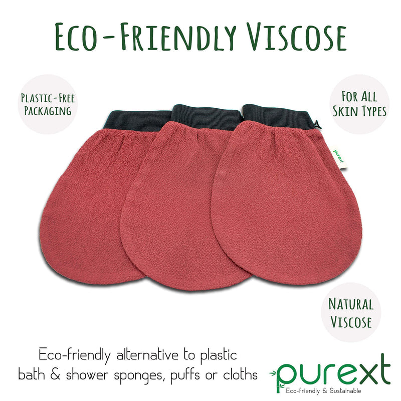 [Australia] - PureXT 3 Exfoliating Gloves - Kessa Hammam Body Scrubber - Fake Tan Remover Exfoliator Mitts (250D) 