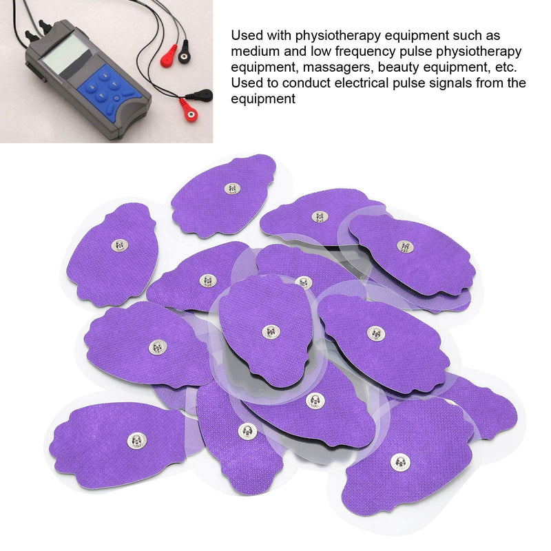 [Australia] - 20pcs Electrode Pad for TENS/EMS Massage Therapy Machine, Hand-Shaped Electrode Replacement Gel Pads, Non-Woven Fabric, Button Type (Purple) 