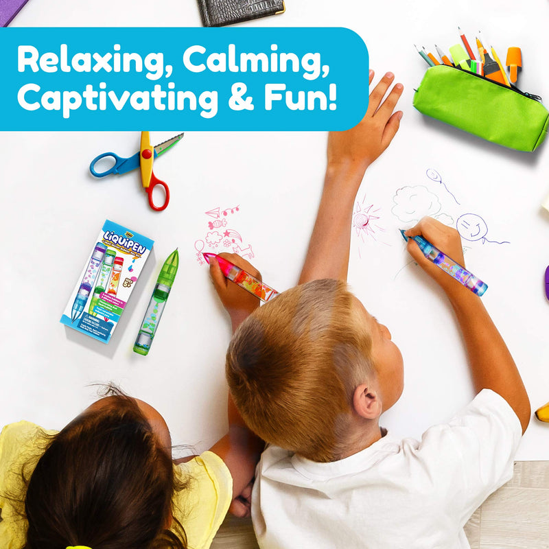[Australia] - YoYa Toys Liquipen - Liquid Motion Bubbler Pens Sensory Toy (3 Pack) - Writes Like a Regular Pen - Colorful Liquid Timer Pens Great for Stress and Anxiety Relief - Cool Fidget Toys for Kids and Adults 