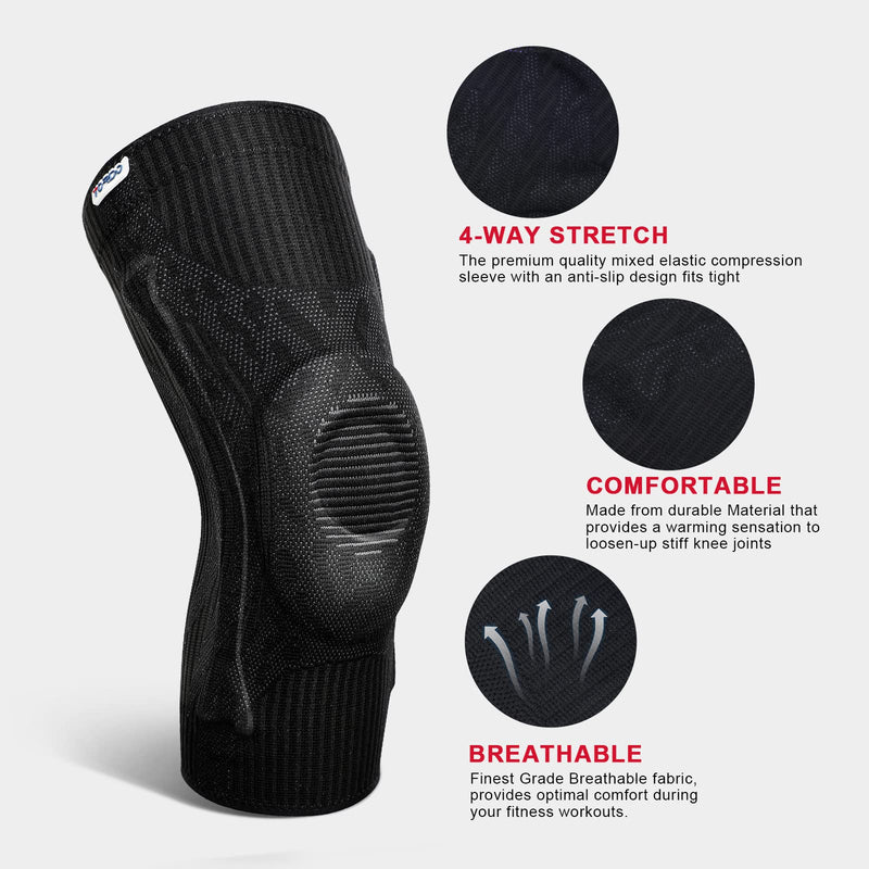 [Australia] - Tordo Knee Brace Compression Knee Sleeves Gel Pad Support & Side Stabilizers for Knee Pain, Patella Tendon Stabilizing, Meniscus Tear, Joint Pain Relief ACL for Man & Women Gym Weightlifting, Running Small Black 