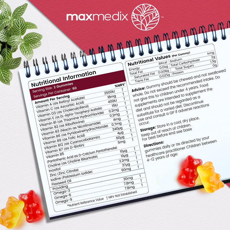 [Australia] - Multivitamins for Kids - 120 Chewable Gummies (2 Month Supply) - Child Vitamins with Zinc & Omega 3, 6 & 9 - Natural Raspberry & Orange Multivitamin Supplement - Non-GMO & Gluten Free Gummies 