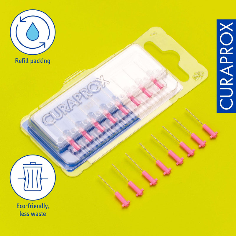 [Australia] - Curaprox CPS 08 Prime Refill Interdental Brushes, Pink, 8 Count - 8 x 0.8mm - 3.2mm Internal Toothbrushes. 
