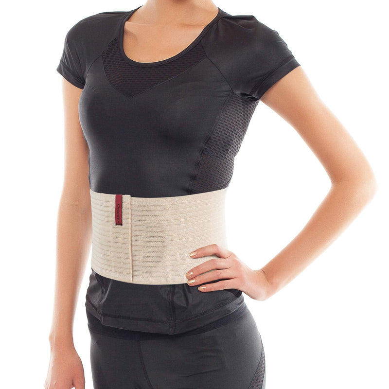 [Australia] - ORTONYX Premium Umbilical Hernia Belt for Men and Women / 6.25" Abdominal Binder with Hernia Support Pad - Navel Ventral Epigastric Incisional and Belly Button Hernias - Beige OX5241-S/M S/M (22"-35") 