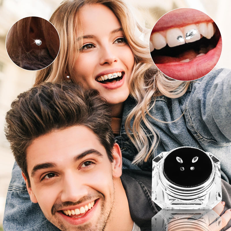 [Australia] - 4 Pieces Tooth Gem, Tooth Shine Jewelry Rhinestones, DIY Fashionable Tooth Ornaments Artificial Crystal Tooth Decor for Reflective Teeth Ornament(White) White 