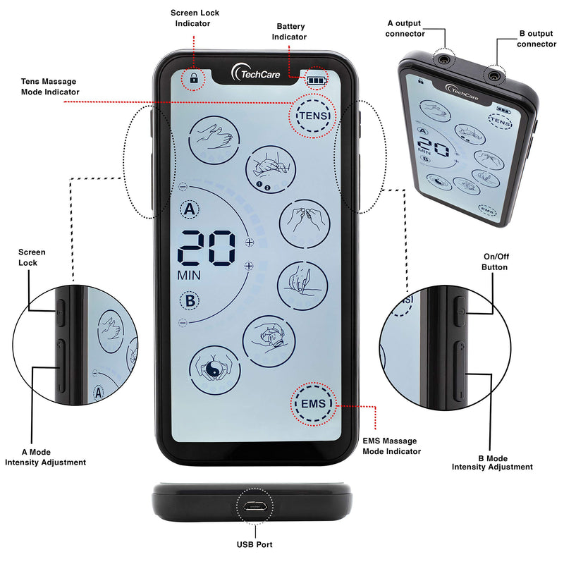 [Australia] - Tens Unit Muscle Stimulator 24 Massage Mode Tens EMS Machine Device Touchscreen Massager Intensity Deep Tissue Shoulder Pain Relief Sciatica Tendonitis Plantar Fasciitis 