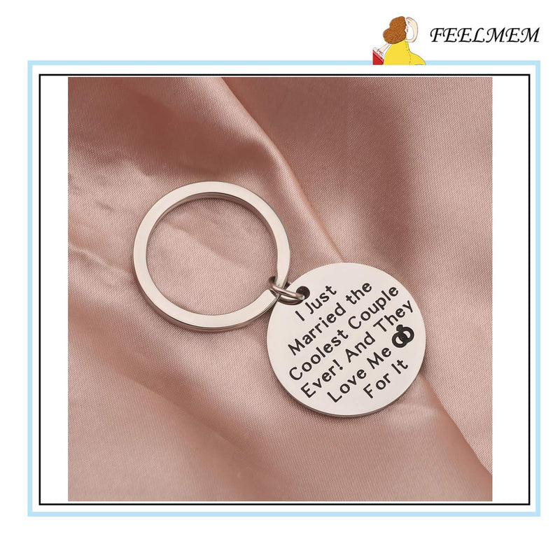 [Australia] - FEELMEM Wedding Planner Gift Wedding Officiant Gift I Just Married The Coolest Couple Ever Keychain Wedding Thank Your Gift for Reverend Preacher Wedding Coordinator silver 