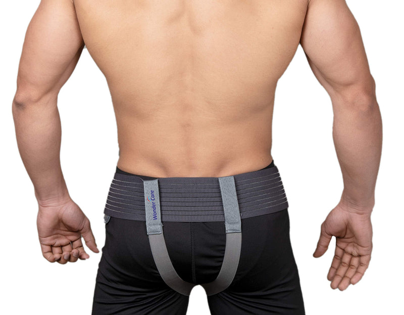 [Australia] - Wonder Care- Grey Inguinal Hernia Support Truss Brace for Single/Double Inguinal or Sports Hernia with Two Removable Compression Pads & Adjustable Groin Straps Surgery & Injury Recovery Belt- Large Large (Pack of 1) Double 