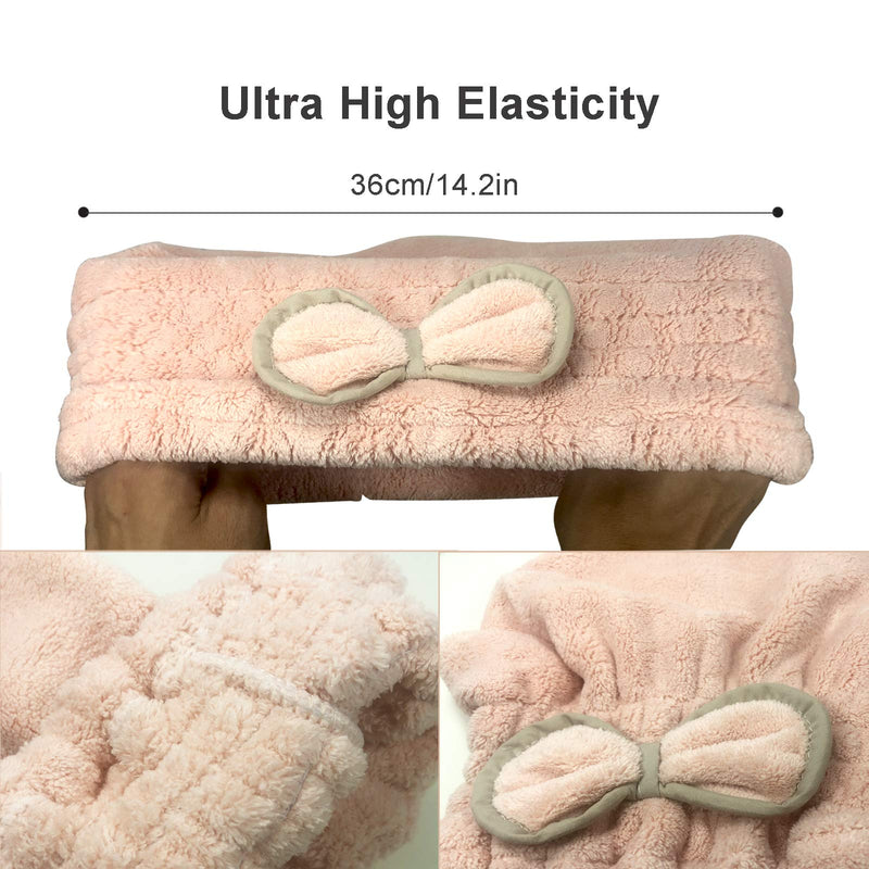 [Australia] - 2PC Extrame Soft Microfiber Hair Drying Caps, Ultra Absorbent, Fast Drying Hair Towels Turban Wrap Shower Cap for Girls and Women White+pink 