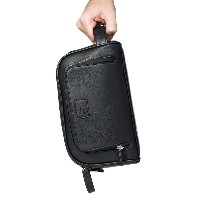 [Australia] - Vetelli Gio Leather Toiletry Bag for Men, Ideal Gift for Travel, Durable, Water-Resistant 