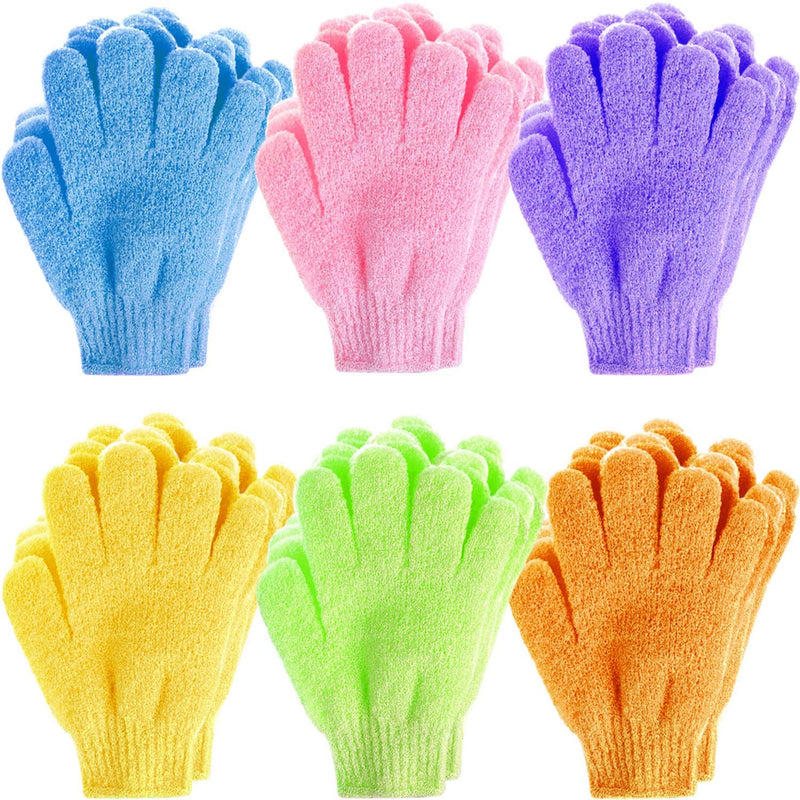 [Australia] - Exfoliating Gloves, Anezus 12 Pairs Exfoliating Shower Bath Scrub Gloves Exfoliator Glove for Body, Shower, Bath, Scrub and Spa Massage Dead Skin Cell Remover (6 Colors) 