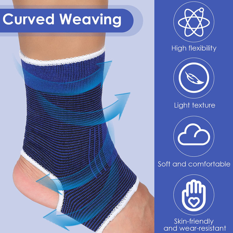 [Australia] - 4 Pieces/ 2 Pair Kids Ankle Support Compression Kid Ankle Brace Elastic Kids Compression Socks Knitted Ankle Support Brace Ankle Sleeve for Jogging Running Walking Fitness (10-15 Years, Dark Blue) 10-15 Years 