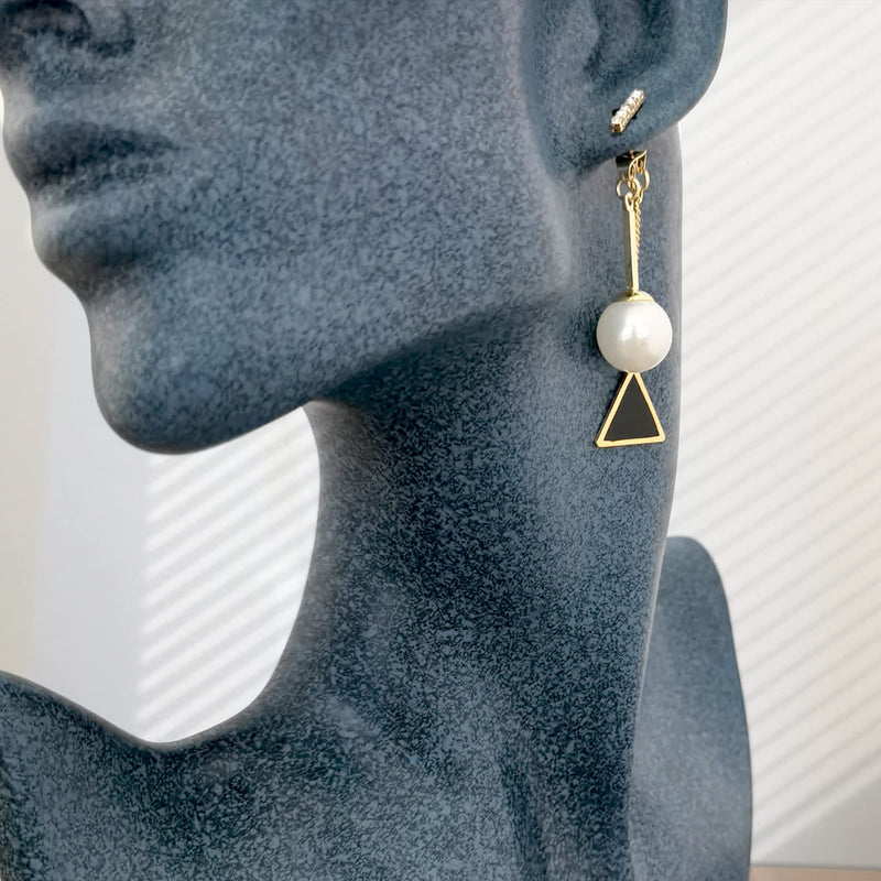 [Australia] - Triangle Balance Pearl Drop Dangle Earrings 