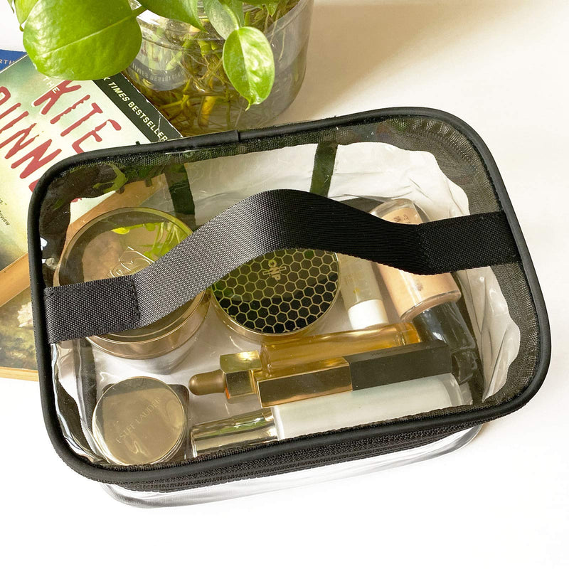 [Australia] - FIYUK Toiletry Bag Makeup Cosmetic Clear Bag Portable Waterproof Transparent Travel Large Storage Black 