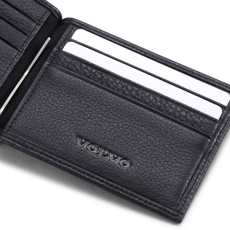 [Australia] - Volvo Bifold Money Clip Wallet with 6 Credit Card Slots - Genuine Leather 